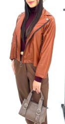 کت چرم زیپ دار رنگ بندی