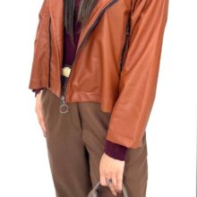 کت چرم زیپ دار رنگ بندی