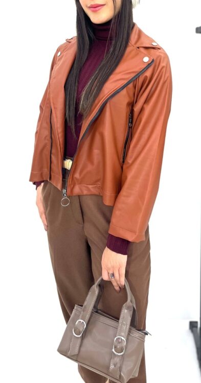 کت چرم زیپ دار رنگ بندی