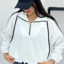 هودی کلاه دار یقه زیپ دکمه