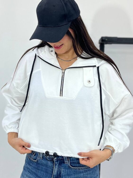 هودی کلاه دار یقه زیپ دکمه