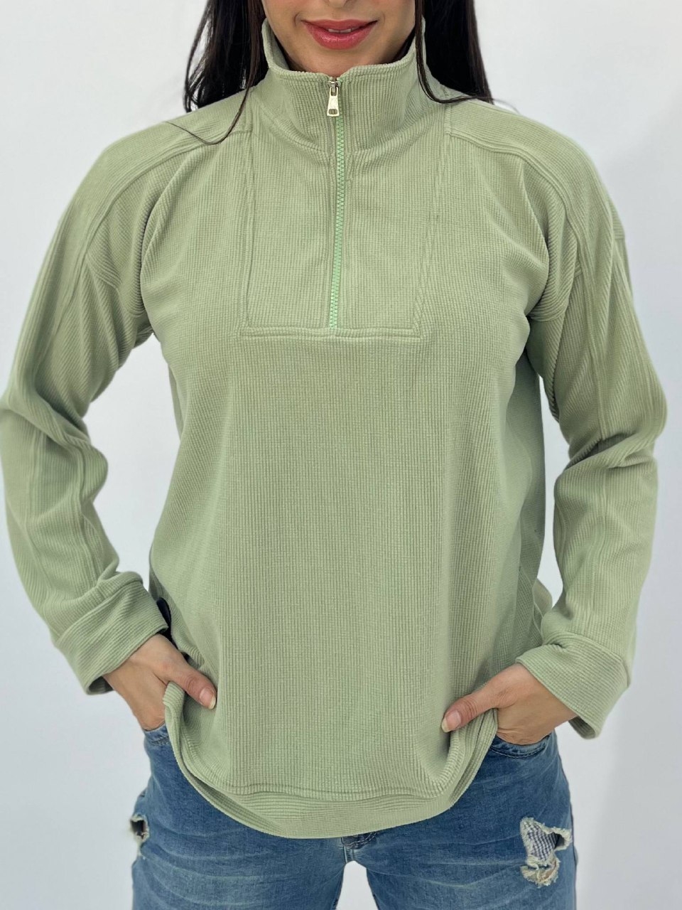بلوز نیم زیپ حوله ای