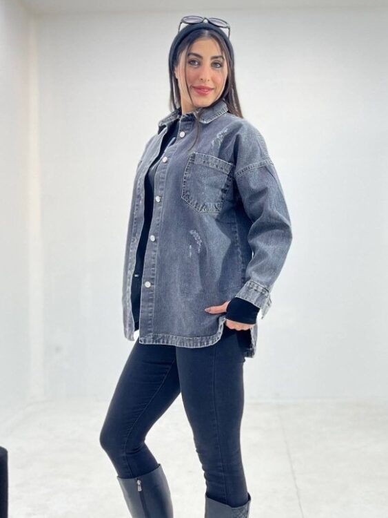 شومیز جین ذغالی بلند