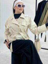 ترنچ کت استر دار یقه دار