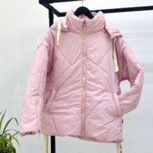 کاپشن کلاهدار بلند پاستلی