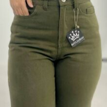 شلوار مام کتان سبز یشمی