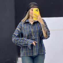 شومیز مانتویی شکت چهار خونه کد:1060655